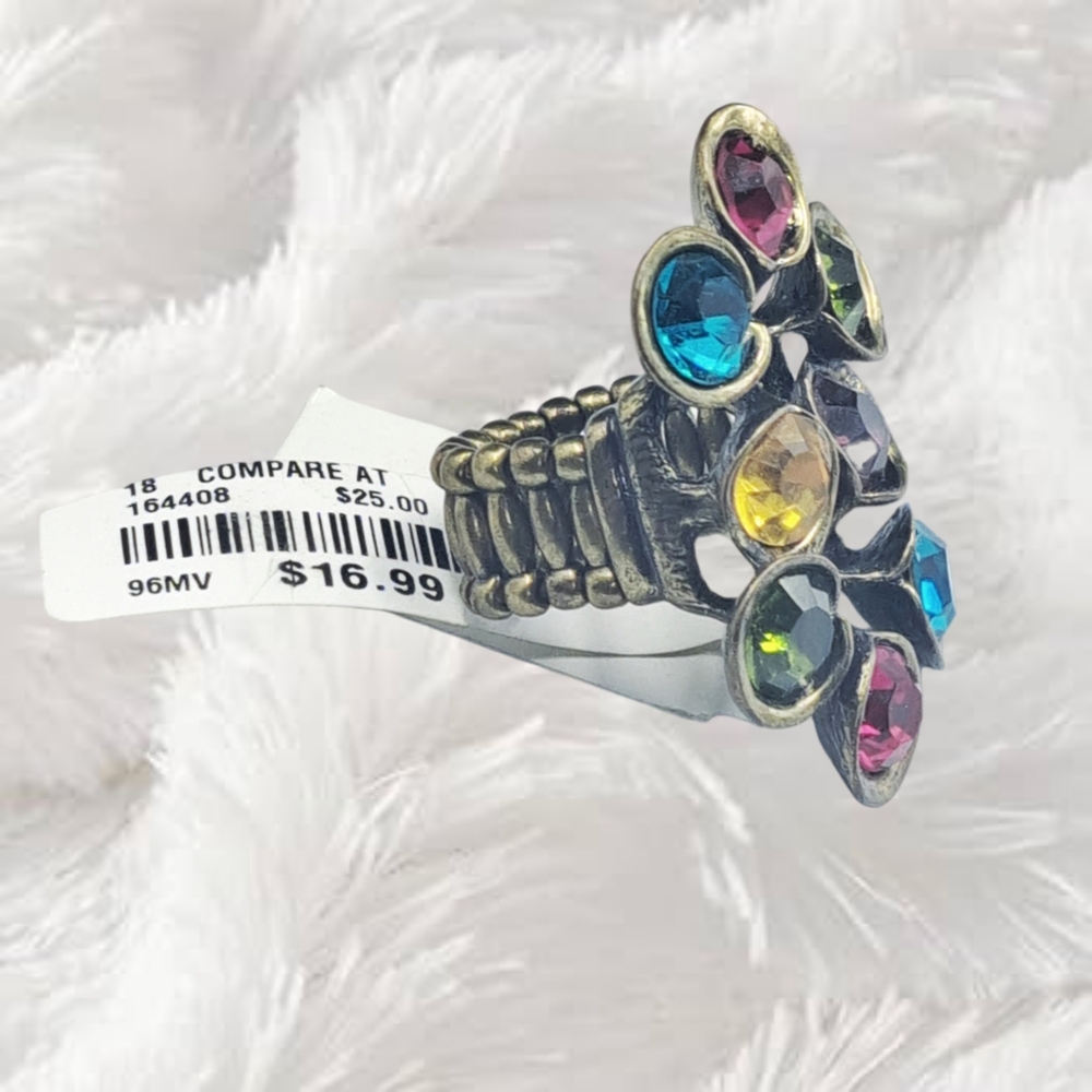 Natasha ~ Multicolor Stones Slip-on Ring - Picture 3 of 5